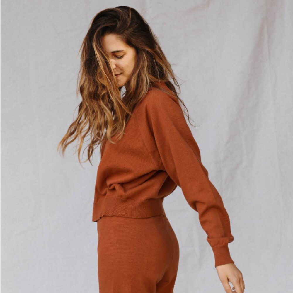 Christy Dawn The Sonny Sweater Rust Burnt Orange - Picture 3 of 6